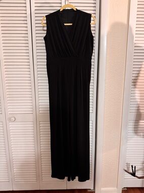 AB Studio Black Sleeveless Surplice Maxi Dress